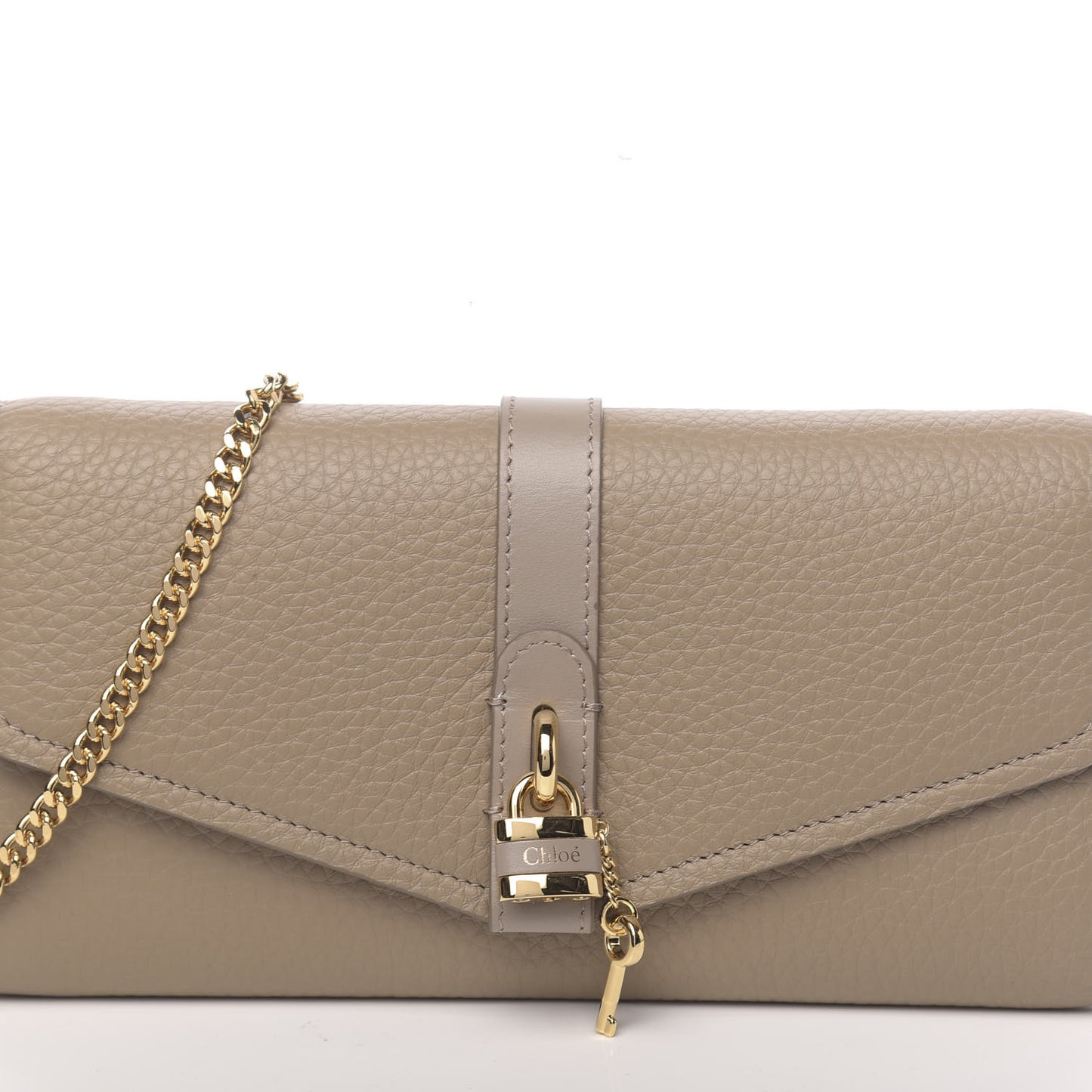 Grained Calfskin Aby Chain Wallet Motty Grey
