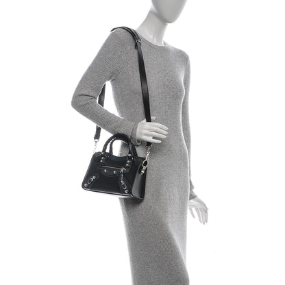 Balenciaga Smooth Calfskin Metallic Patent Giant 12 Silver Hardware Mini City Black Gris 2 of 7