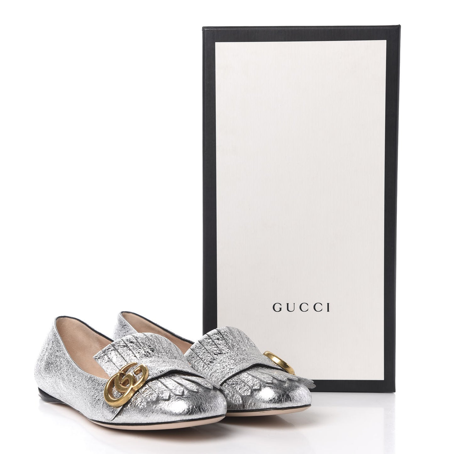 Galassia GG Marmont Fringe Flats 36.5 Argento