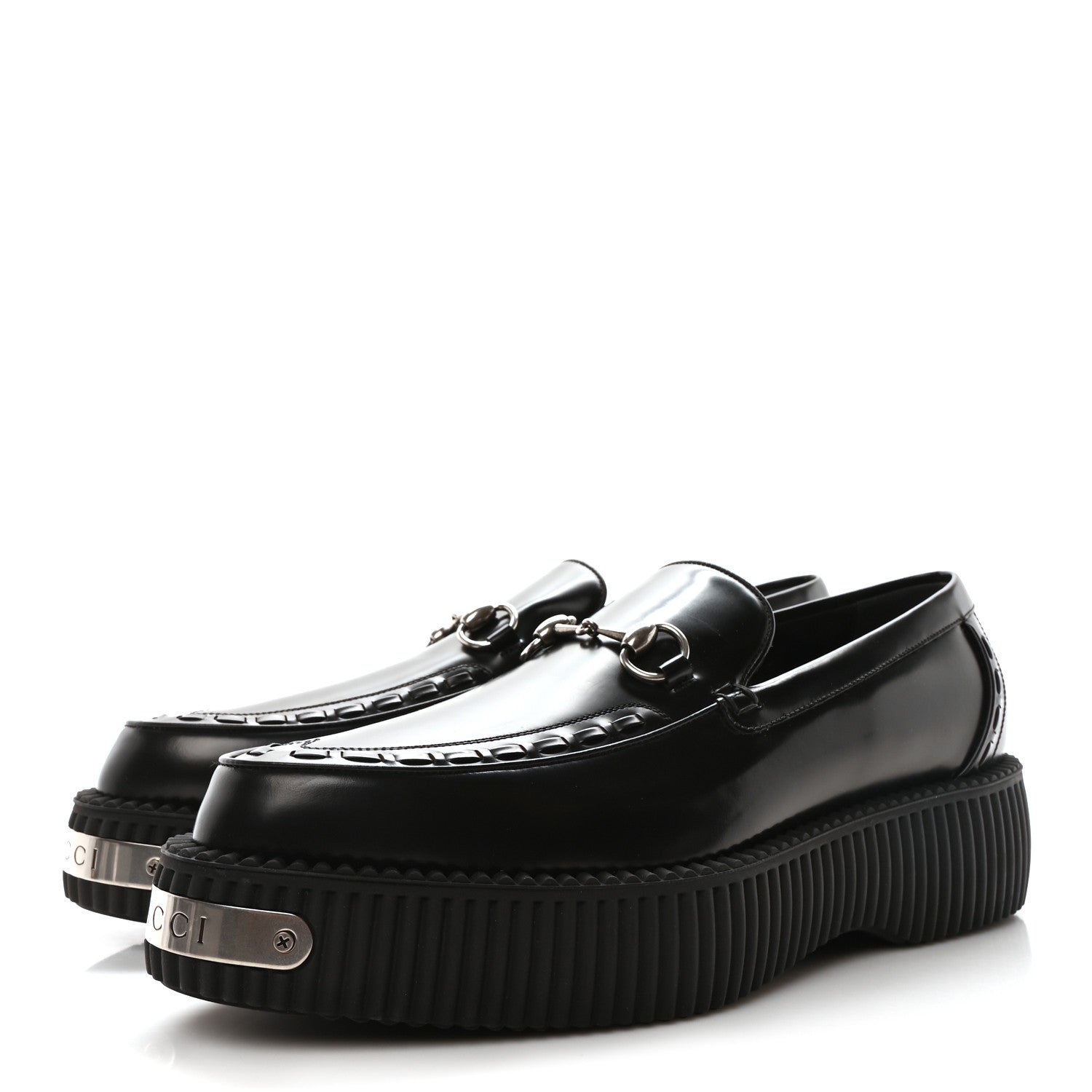 Gucci Magnum Calfskin Mens Horsebit Creeper Loafers 11.5 Black 4 of 9