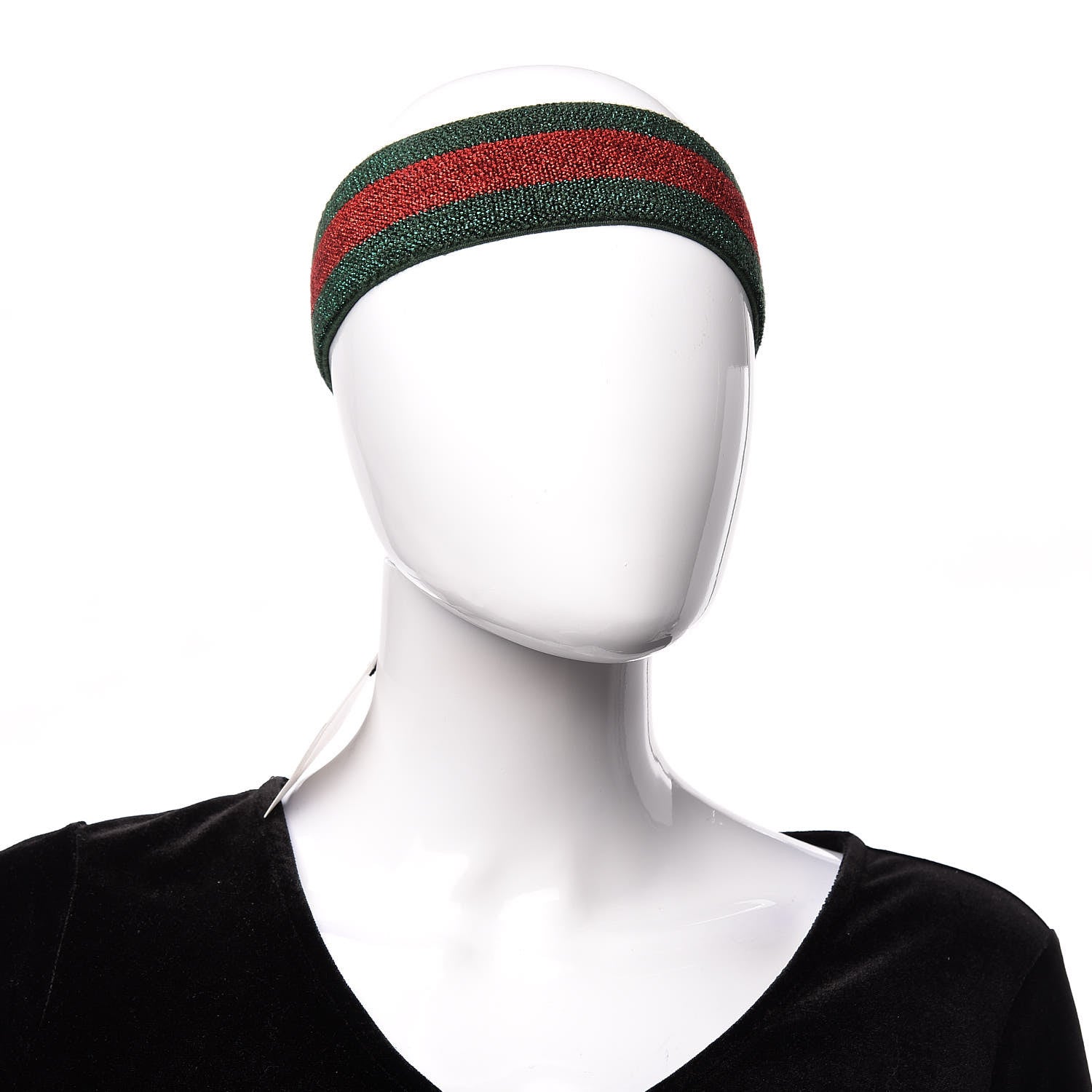 Gucci Lame Elastic Web Headband L Green Red 2 of 6