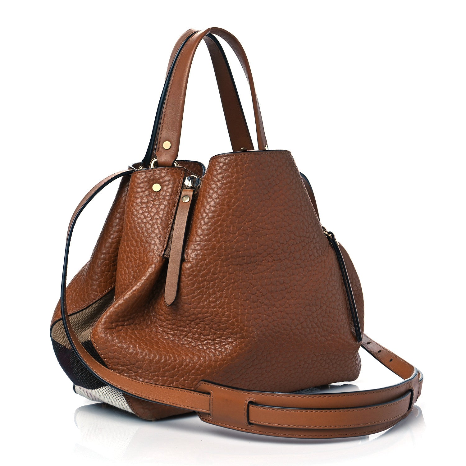 Burberry Grainy Calfskin House Check Small Maidstone Saddle Brown 3 of 12