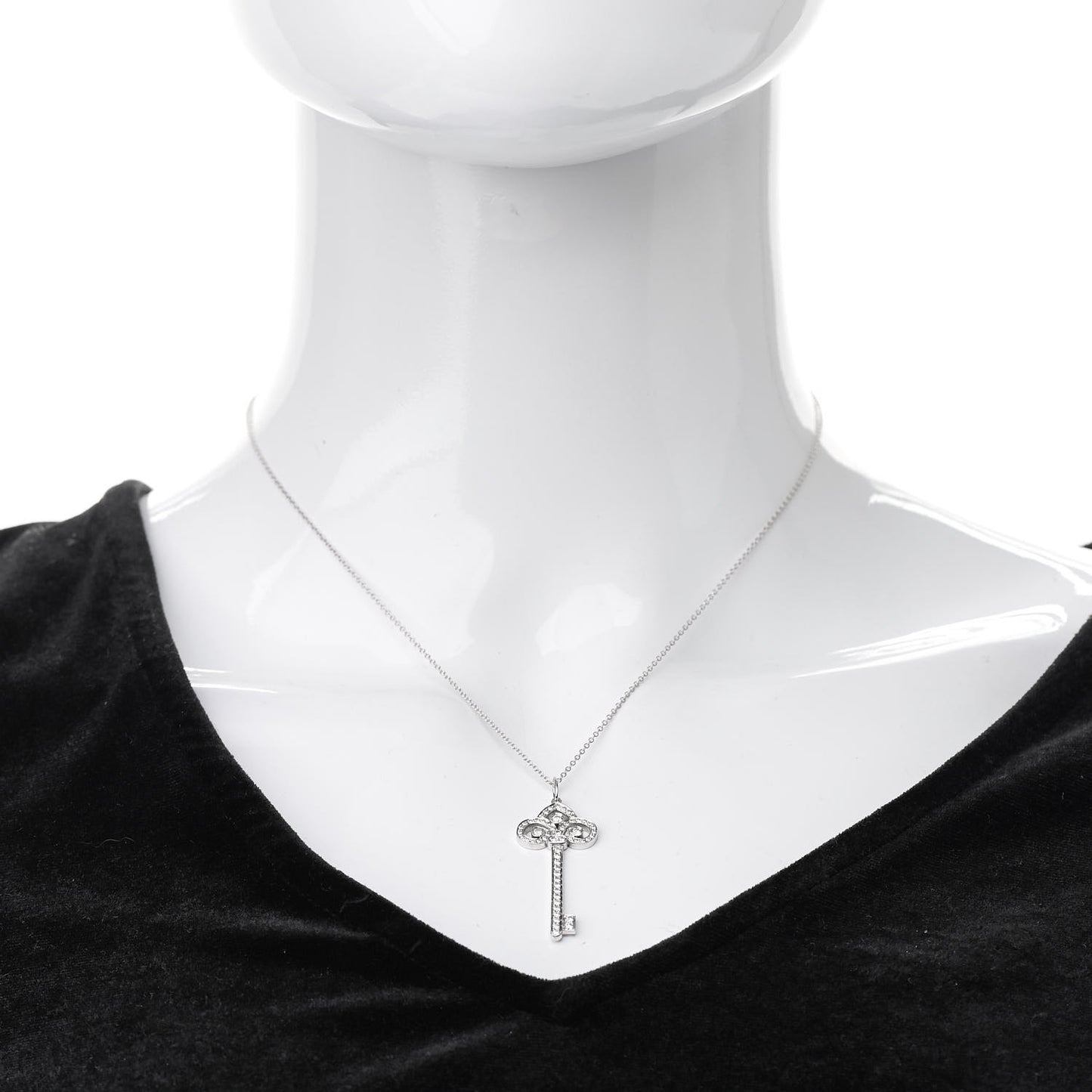 Platinum Diamond .41ct Fleur De Lis Key Pendant Necklace