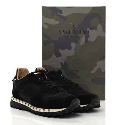 Valentino Garavani Suede Nylon Camouflage Womens Soul Rockstud Sneakers 37 Black 9 of 9