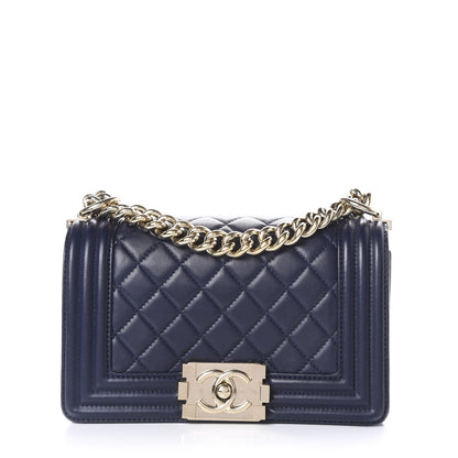 Chanel Lambskin Quilted Small Boy Flap Navy 1 of 9