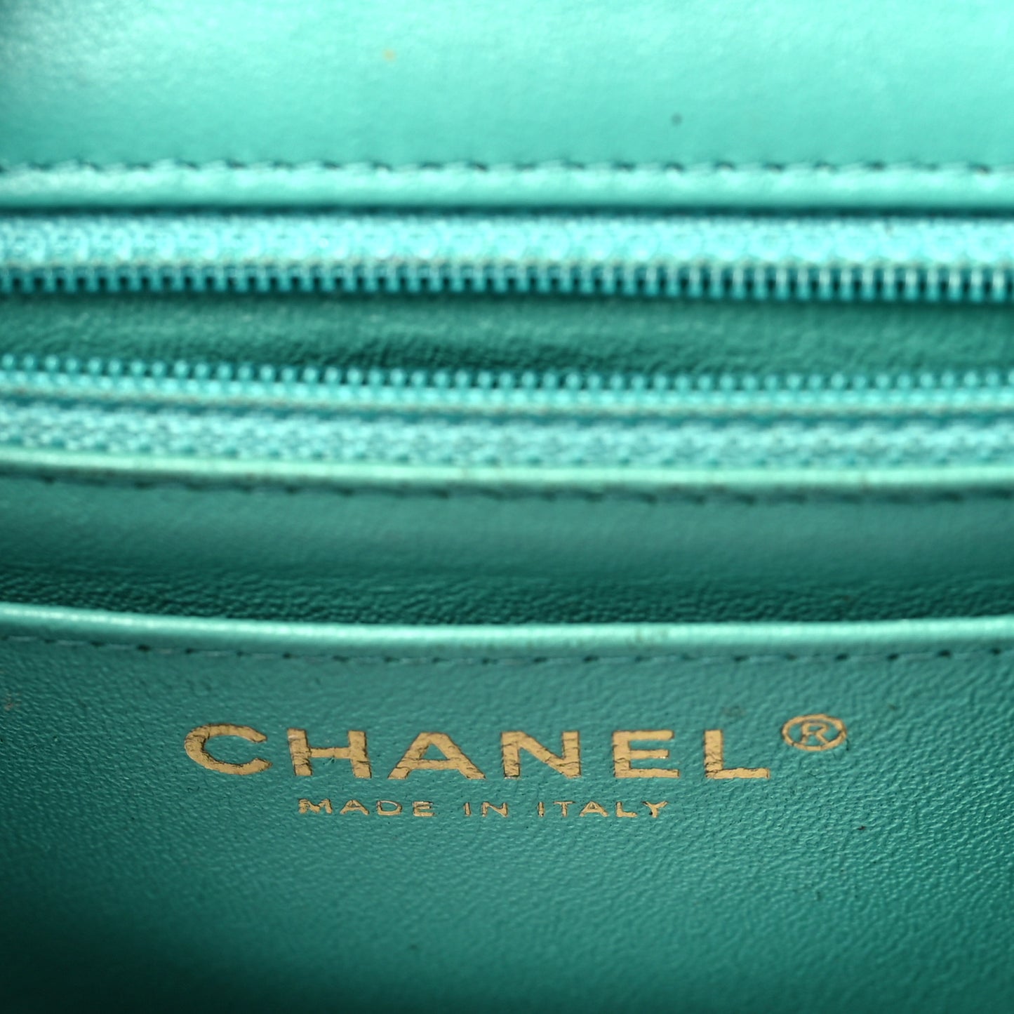 Lambskin Quilted Mini Rectangular Flap Turquoise