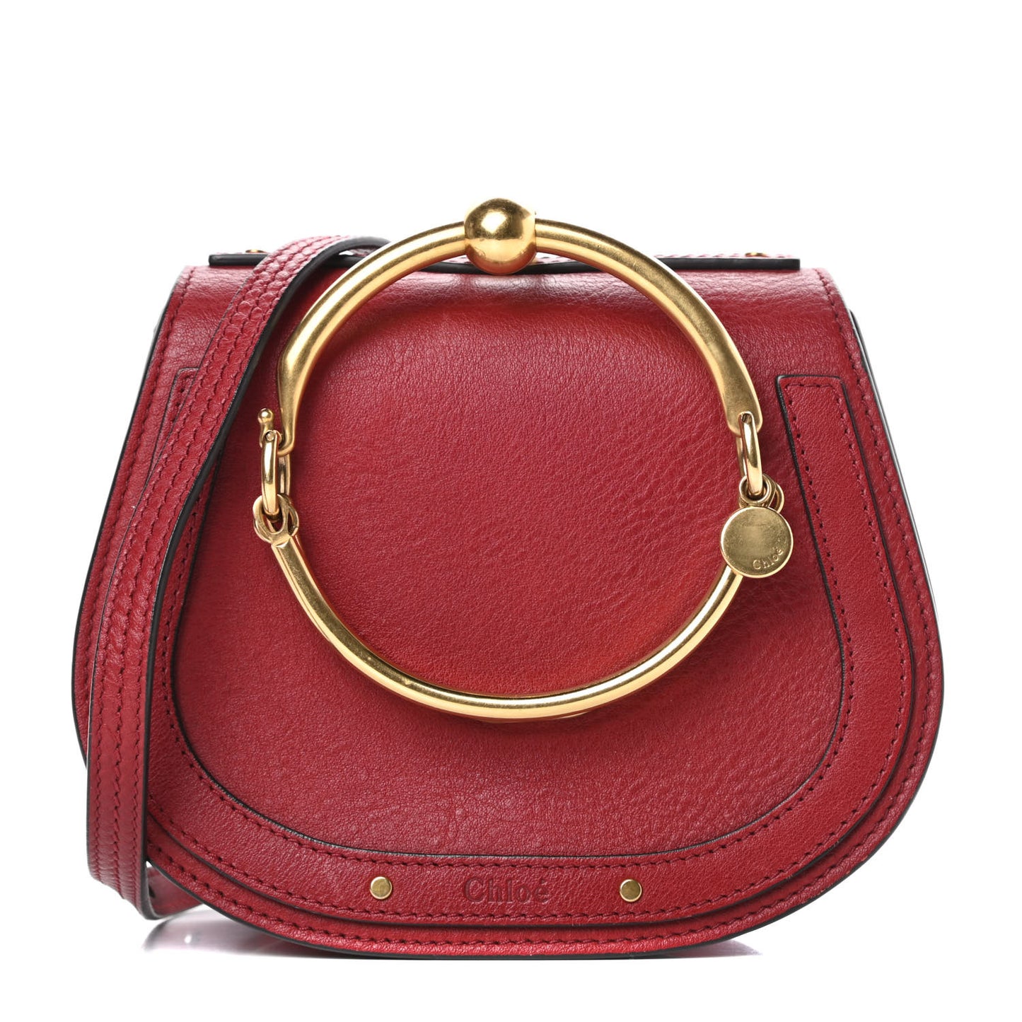Calfskin Suede Small Nile Bracelet Bag Intense Red