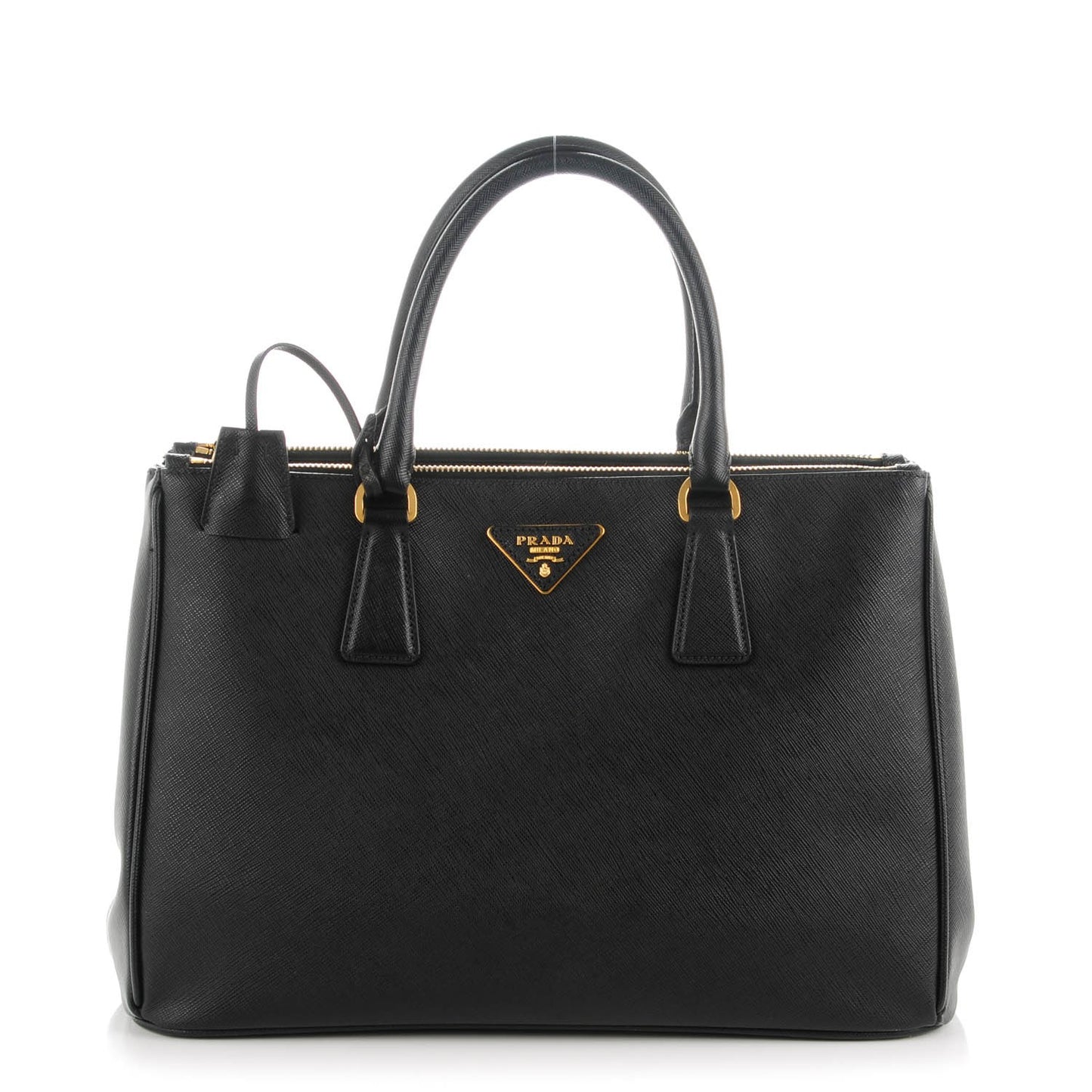 Saffiano Medium Galleria Double Zip Tote Black