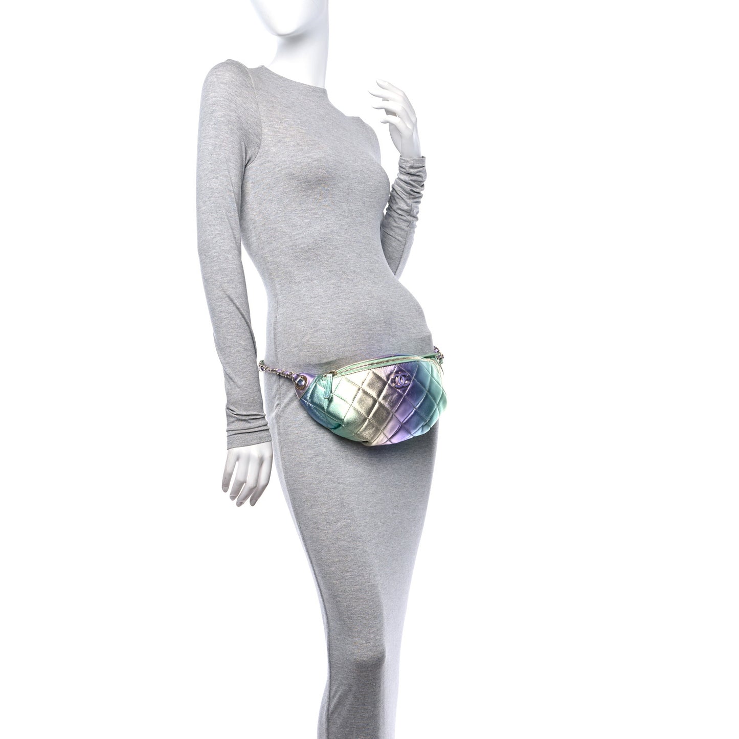 Gradient Metallic Lambskin Quilted Walking Mood Waist Bag Fanny Pack Pink Purple Green