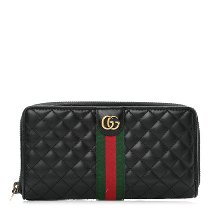Gucci Calfskin Web Trapuntata GG Zip Around Wallet Black 1 of 9