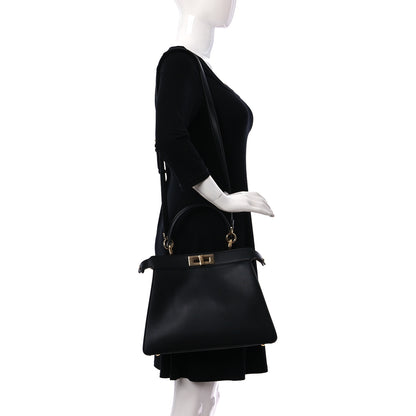 Fendi Vitello Seta Shiny Nappa Medium Peekaboo I SEE U Satchel Black Light Rose 2 of 10