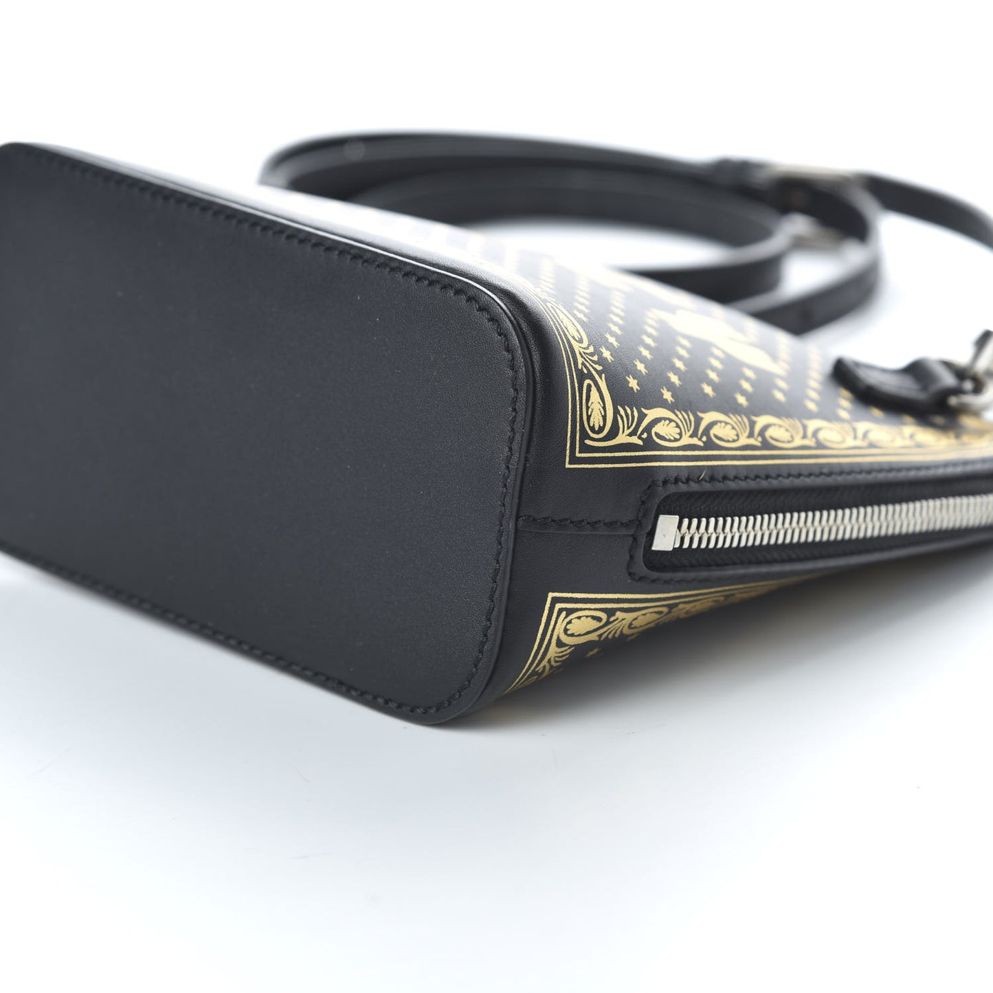X SEGA Calfskin GUCCY Stars Mini Dome Shoulder Bag Black Gold