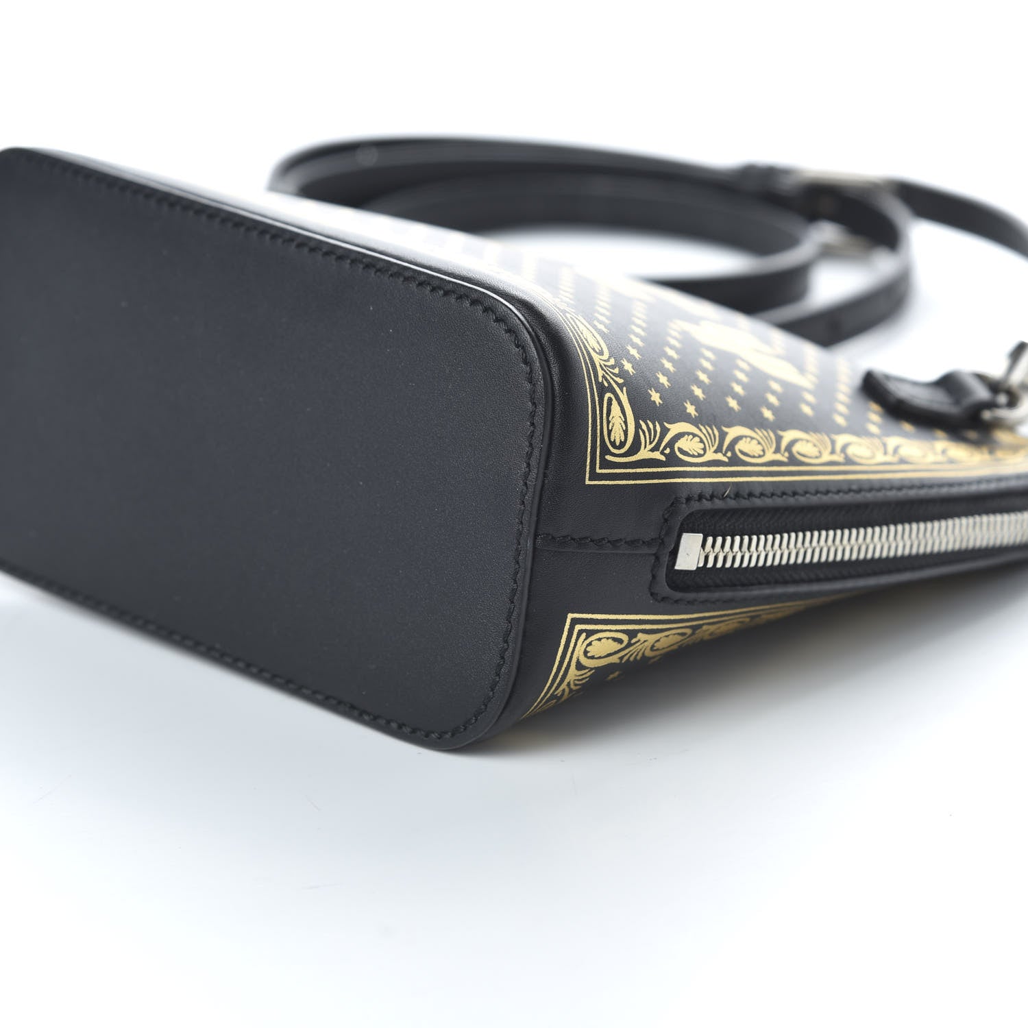 Gucci X SEGA Calfskin GUCCY Stars Mini Dome Shoulder Bag Black Gold 7 of 10