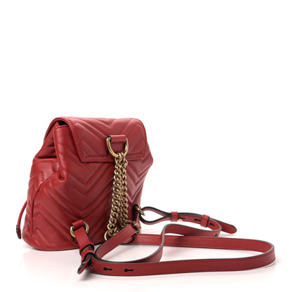 Gucci Calfskin Matelasse GG Marmont Flap Backpack Hibiscus Red 2 of 9