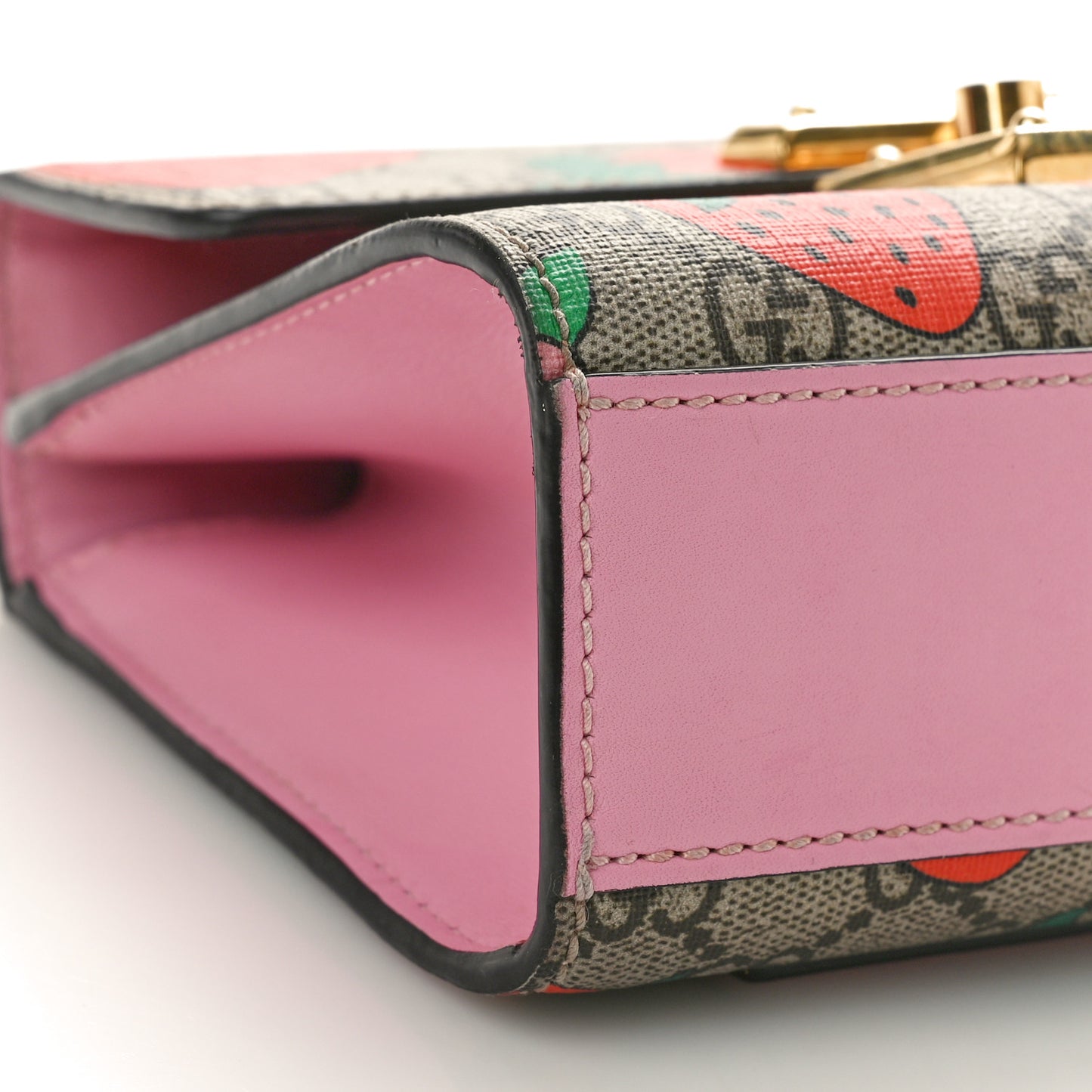 GG Supreme Monogram Strawberry Small Padlock Shoulder Bag