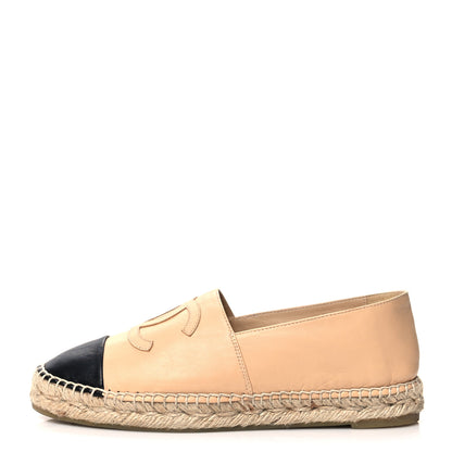 Chanel Lambskin CC Espadrilles 38 Beige Black 1 of 10