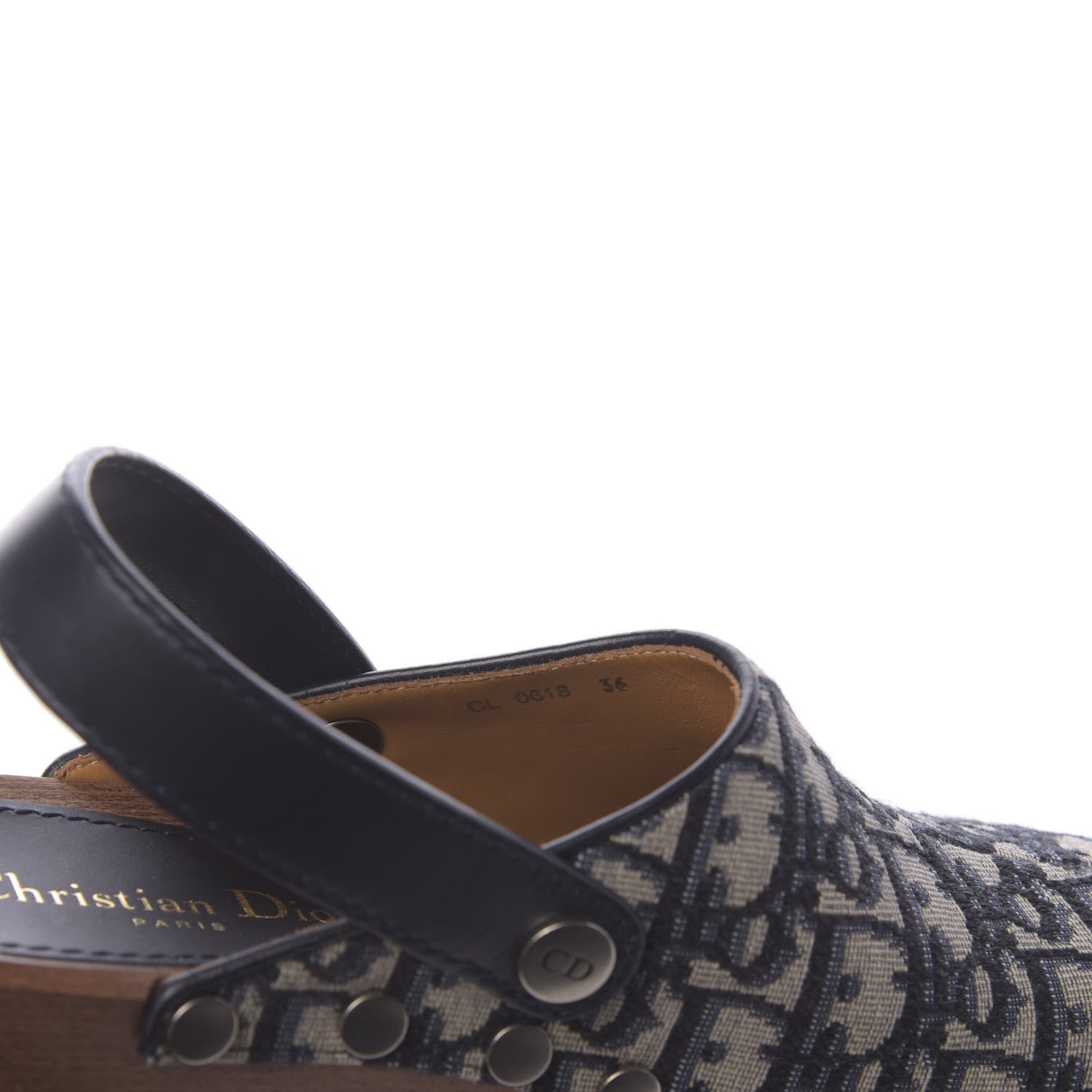 Christian Dior Canvas Oblique Diorquake 20mm Slingback Clogs 36 Deep Blue 8 of 8