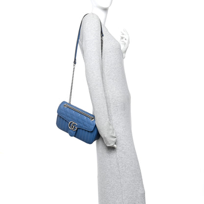 Gucci Calfskin Matelasse Aria Small GG Marmont Shoulder Bag  Clear Blue 2 of 10