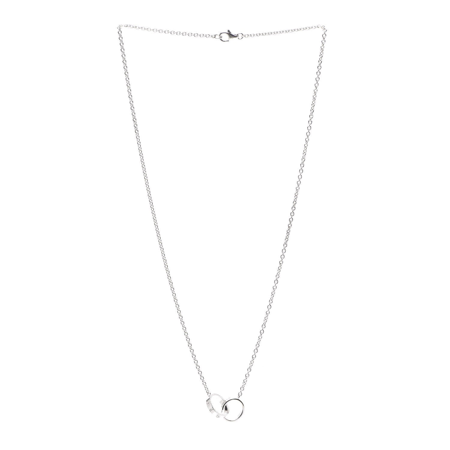 Cartier 18K White Gold Interlocking LOVE Necklace 3 of 8