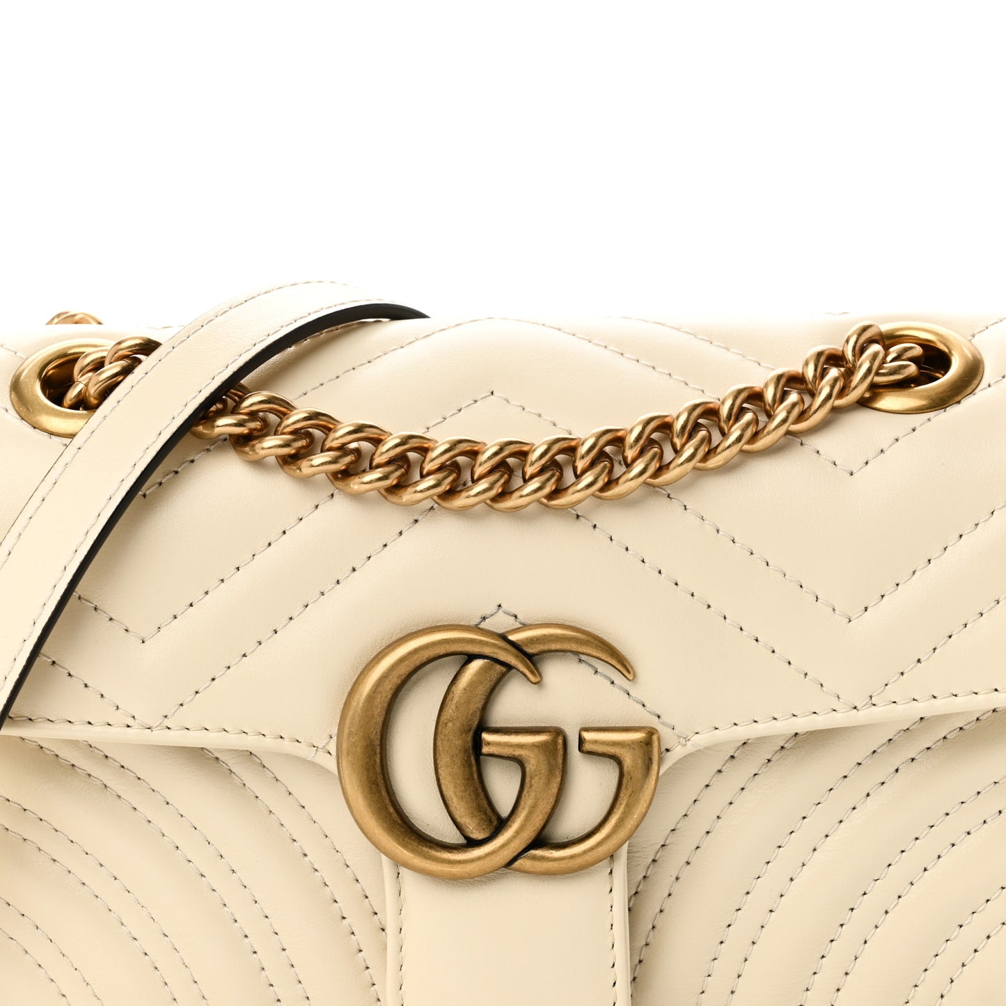 Calfskin Matelasse Mini GG Marmont Shoulder Bag White