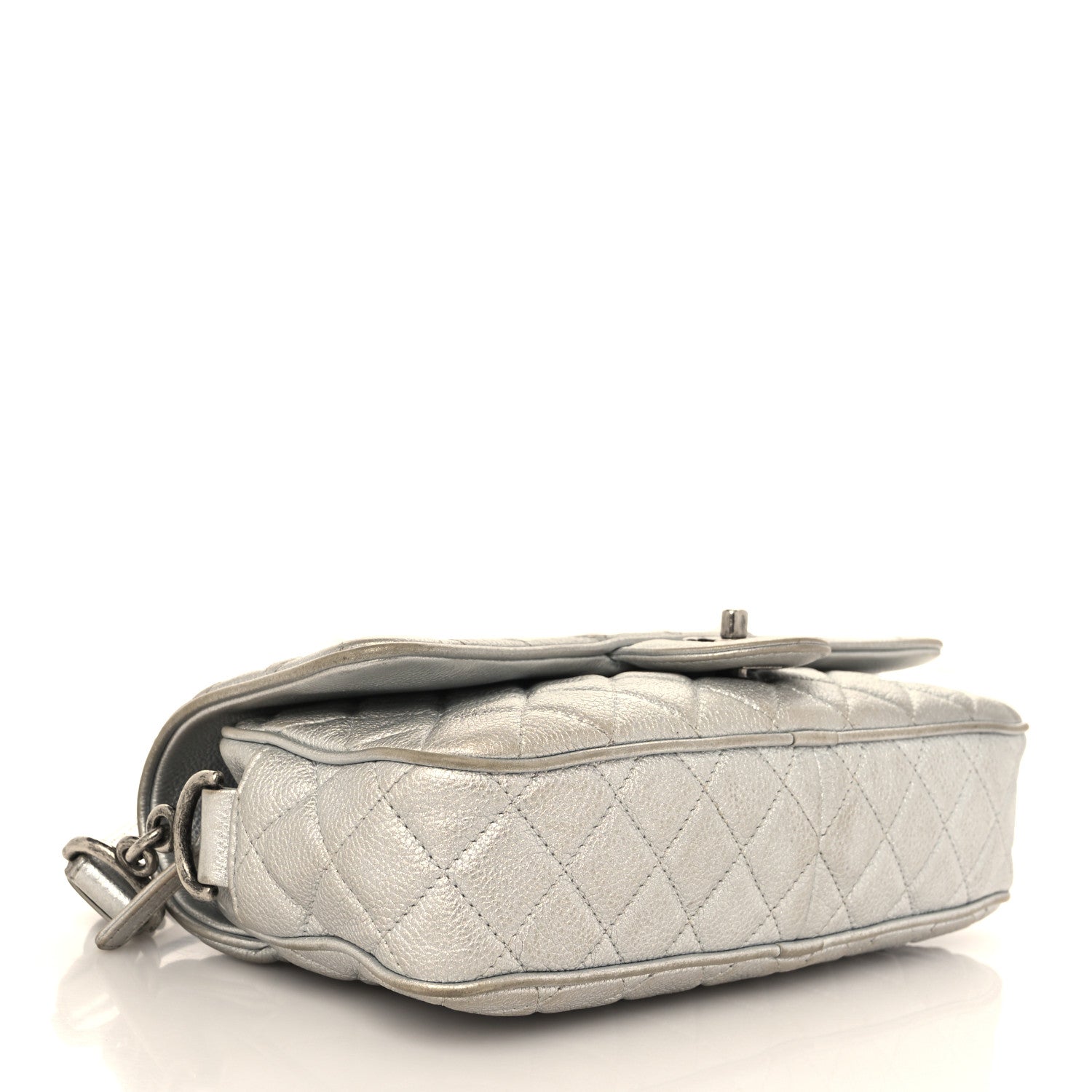 Chanel Metallic Grained Calfskin Quilted Small Casual Rock Flap Silver 4 of 19