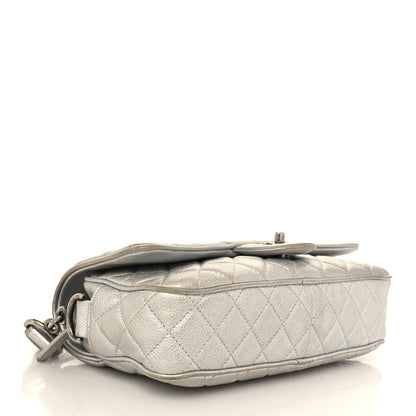 Chanel Metallic Grained Calfskin Quilted Small Casual Rock Flap Silver 4 of 19