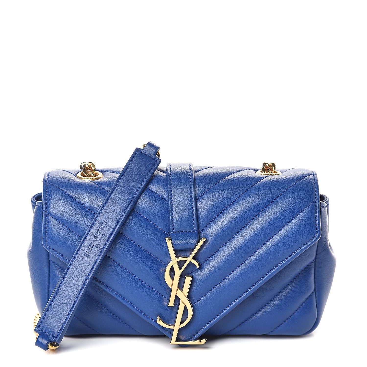 Saint Laurent Sheepskin Matelasse Chevron Monogram Classic Baby Chain Bag Blue Majorelle 1 of 7