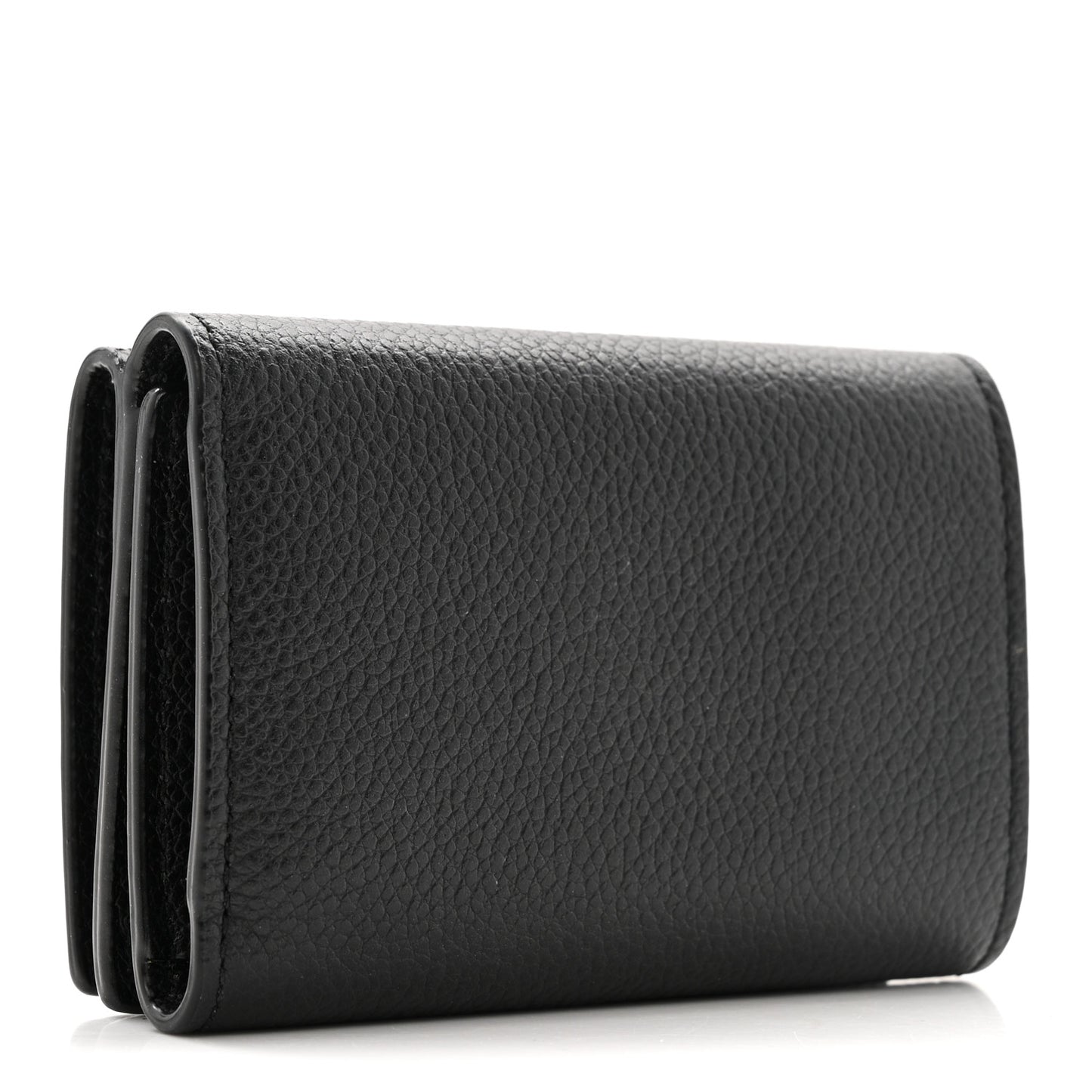 Grained Calfskin Paris Petite Compact Wallet Black