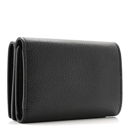 Saint Laurent Grained Calfskin Paris Petite Compact Wallet Black 3 of 9