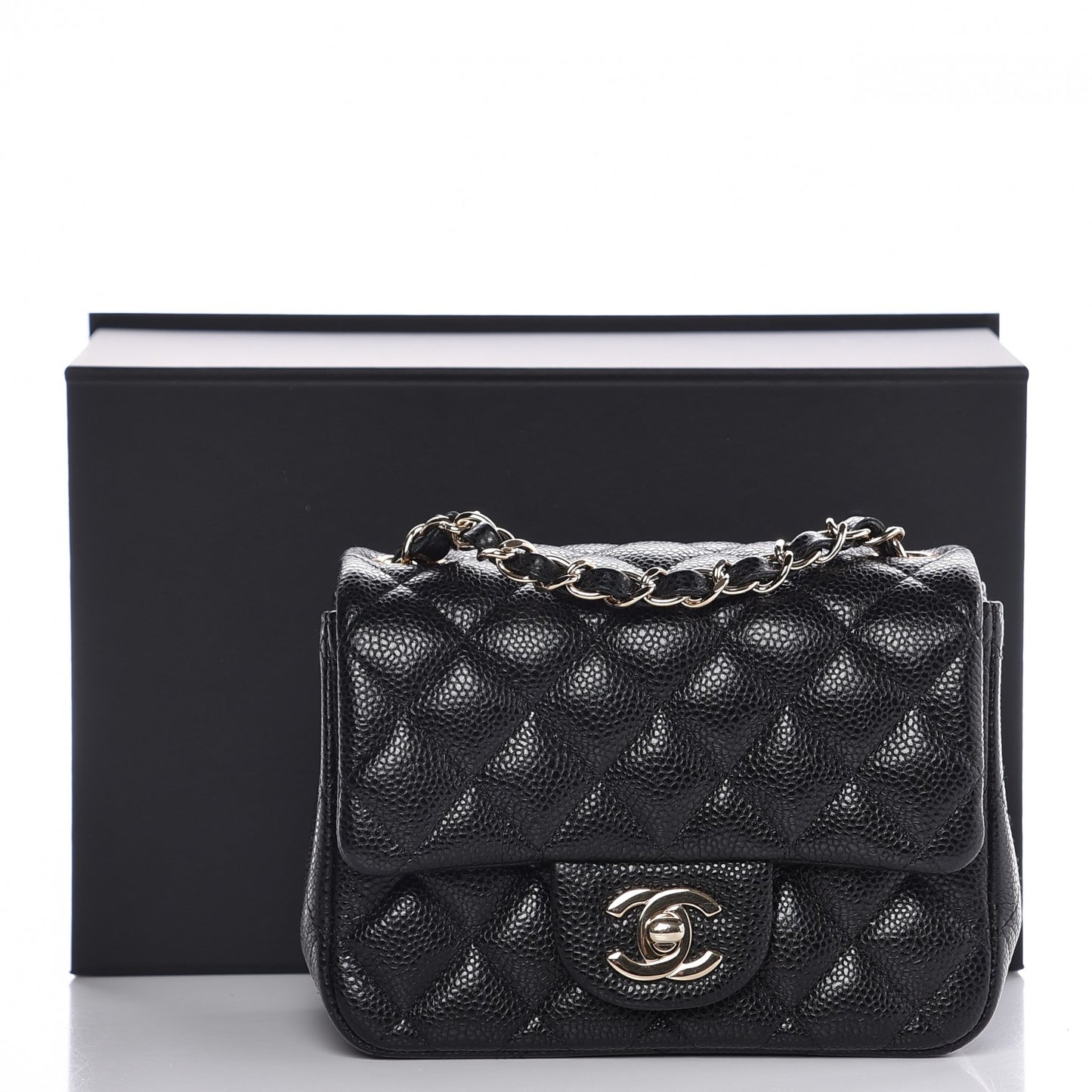 Caviar Quilted Mini Square Flap Black
