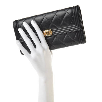 Chanel Lambskin Quilted Boy Flap Wallet Black 2 of 19