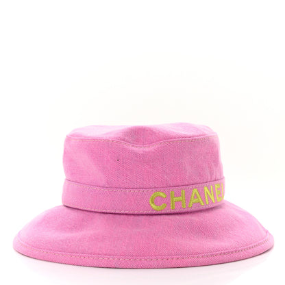 Chanel Denim Logo Bucket Hat M Pink Yellow 4 of 9