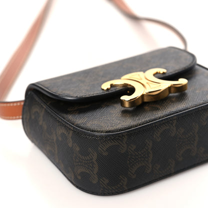 Celine Triomphe Canvas Calfskin Mini Claude Tan 8 of 9