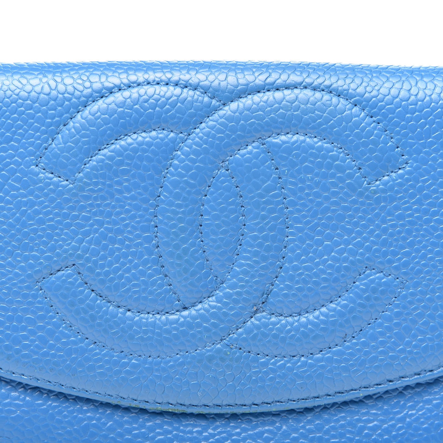 Caviar Timeless CC Compact French Wallet Blue