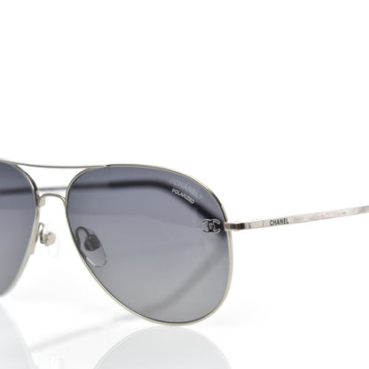 Chanel Polarized CC Aviator Sunglasses 4186-T-Q Silver 7 of 8
