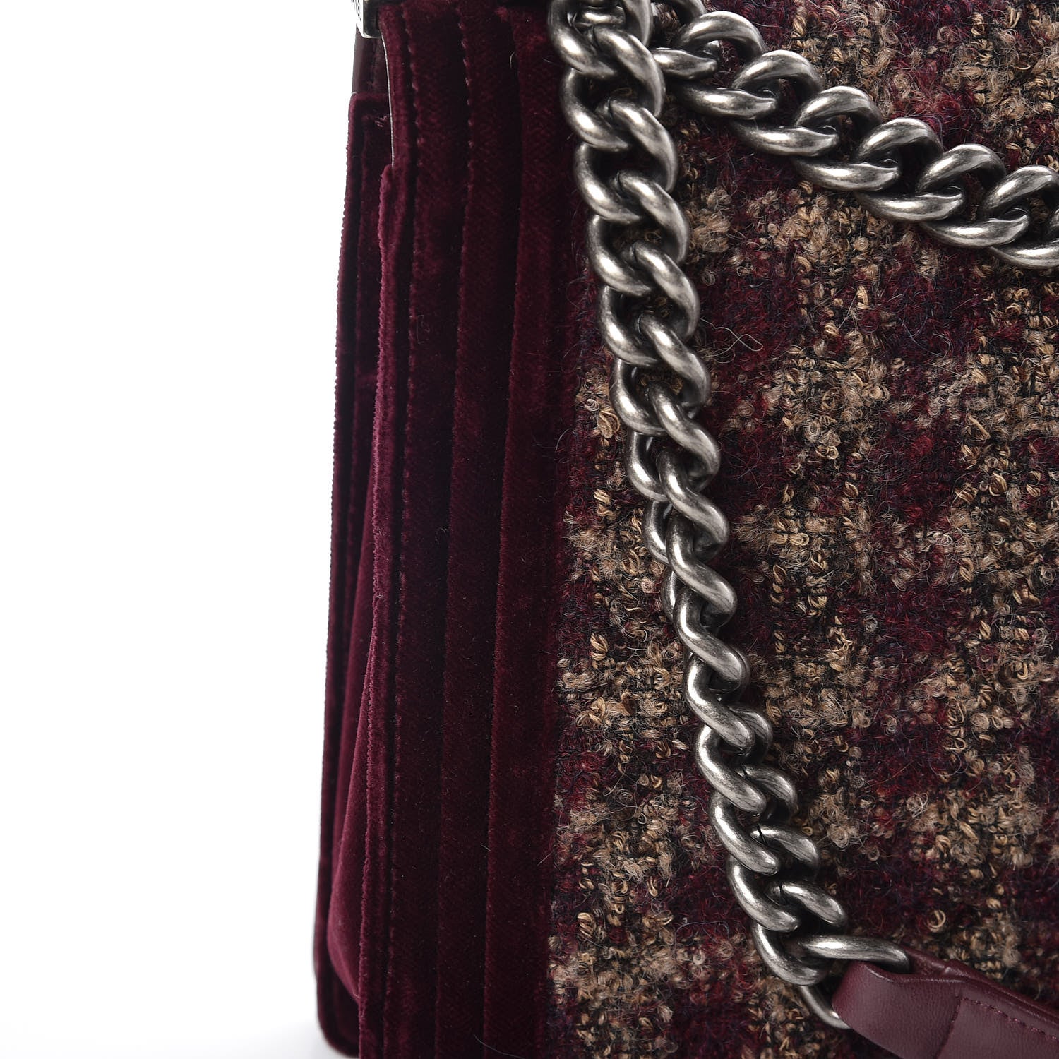 Chanel Velvet Tweed Large Boy Flap Burgundy 17 of 20