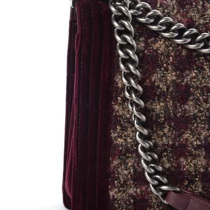 Chanel Velvet Tweed Large Boy Flap Burgundy 17 of 20