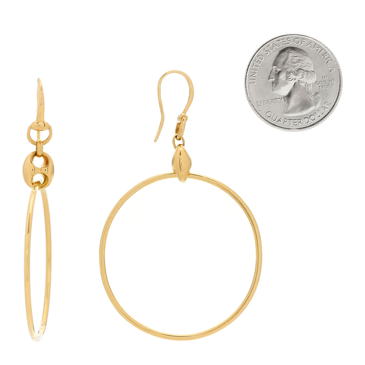 Gucci 18K Yellow Gold Marina Hoop Earrings 3 of 9