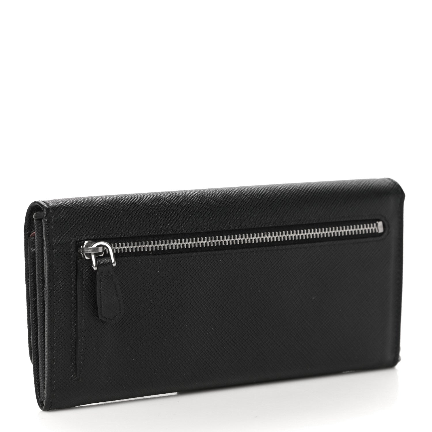 Prada Saffiano Metal Continental Flap Wallet Black Fuoco 4 of 11