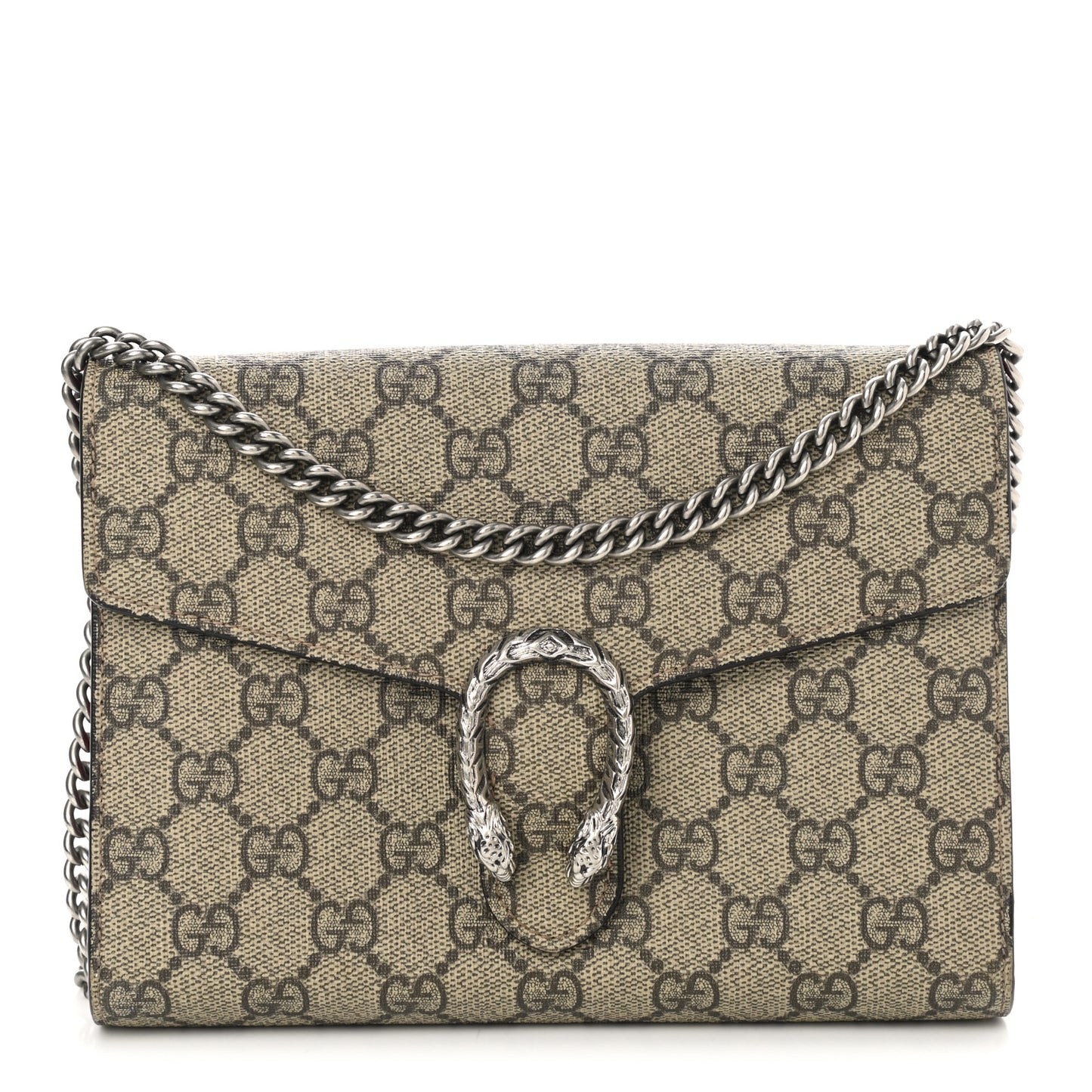 GG Supreme Monogram Mini Dionysus Chain Wallet Beige Vulcanic Red