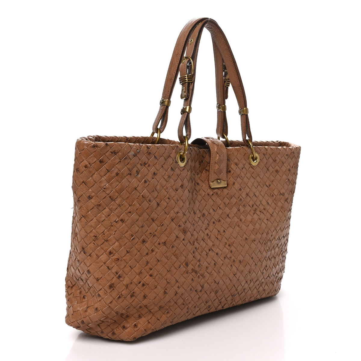 Bottega Veneta Ostrich Intrecciato Large Capri Tote Noce 3 of 9