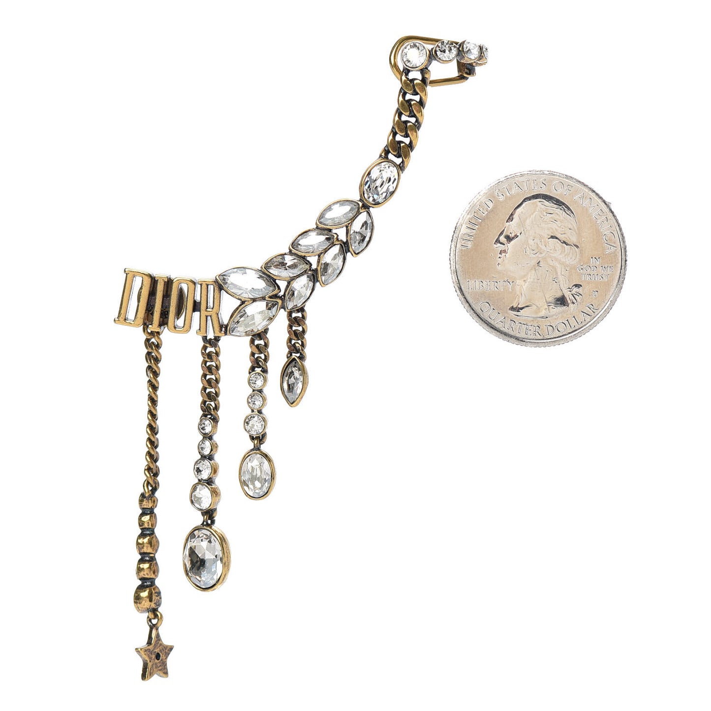 Crystal Metal Logo Dio(r)evolution Earring Aged Gold