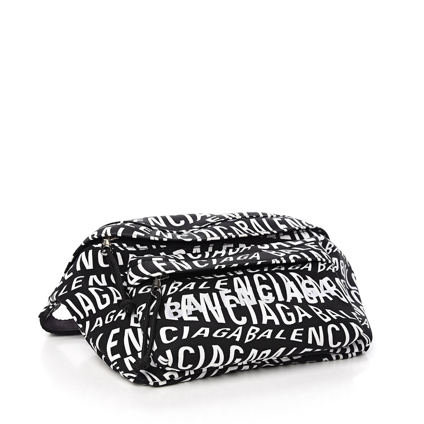 Nylon Wave Logo Print Wheel Beltpack Black White