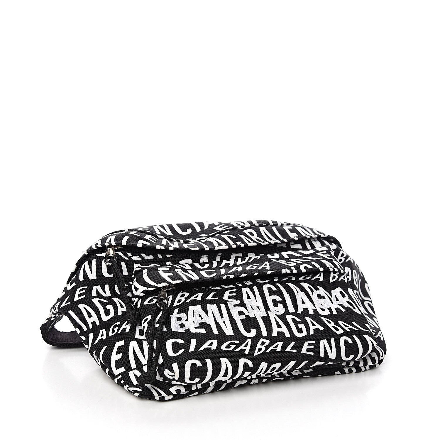 Balenciaga Nylon Wave Logo Print Wheel Beltpack Black White 3 of 9