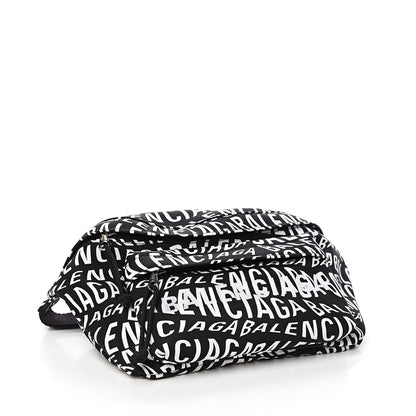 Balenciaga Nylon Wave Logo Print Wheel Beltpack Black White 3 of 9
