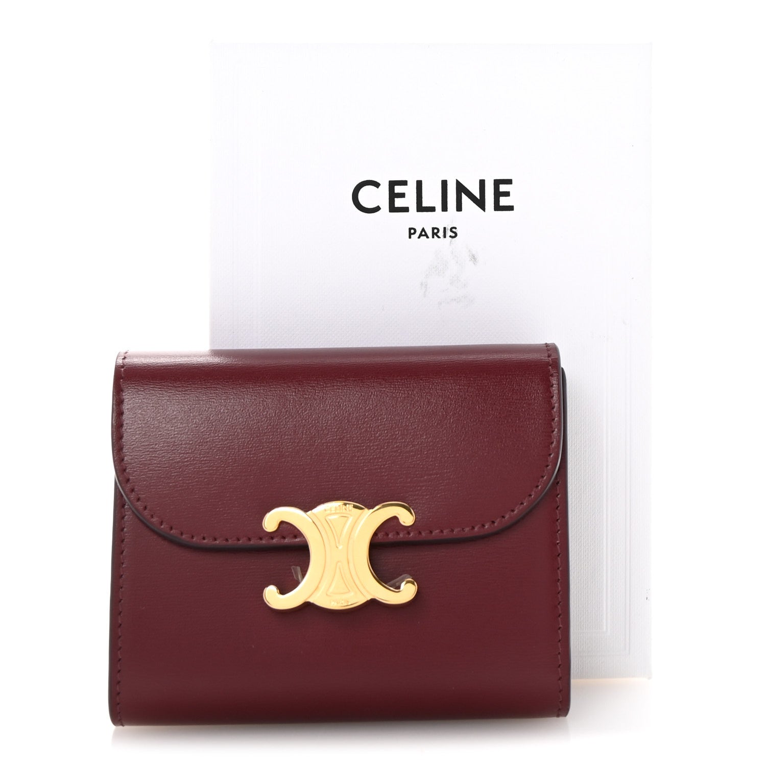 Celine Shiny Calfskin Small Triomphe Wallet Deep Burgundy 8 of 8