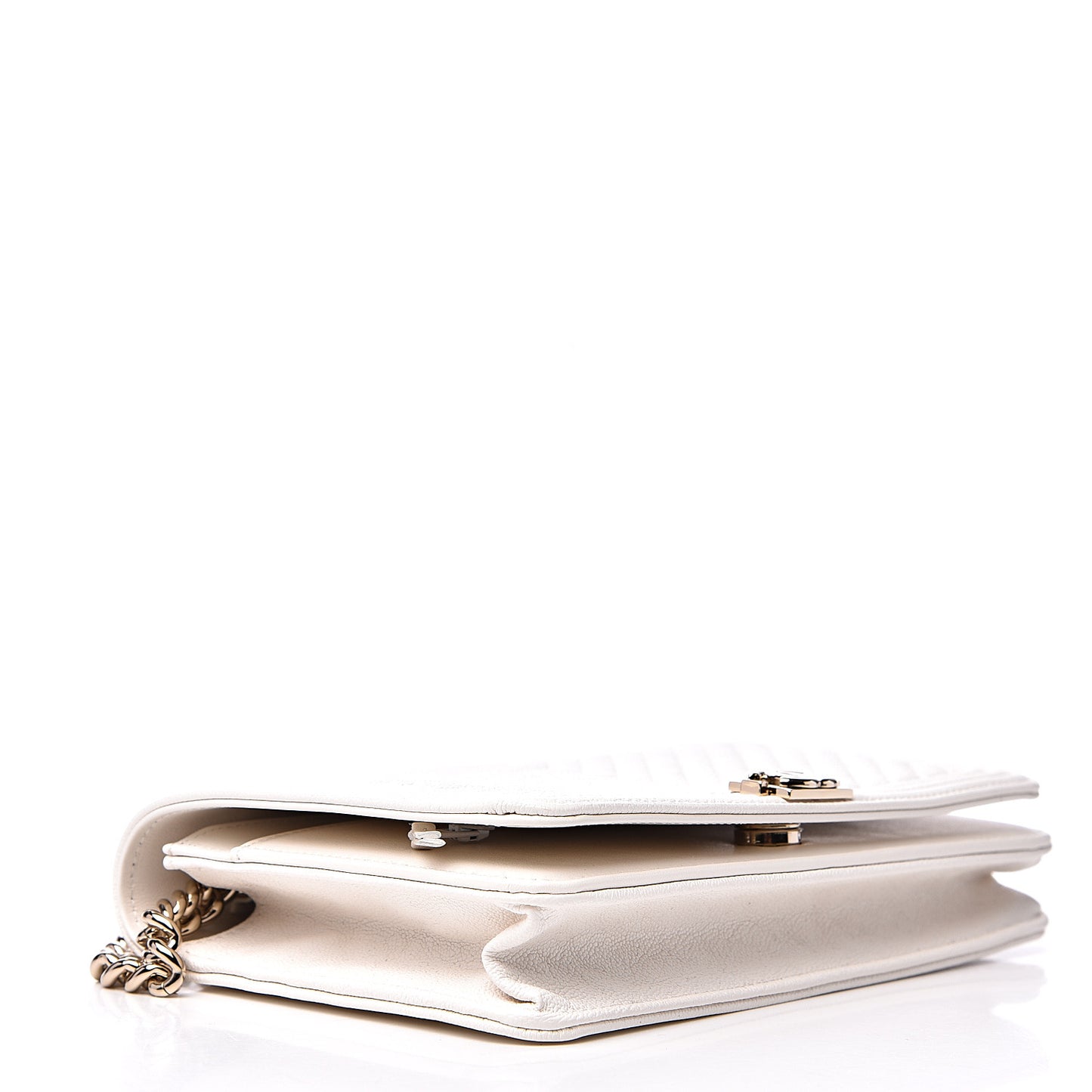 Caviar Chevron Boy Wallet On Chain WOC White