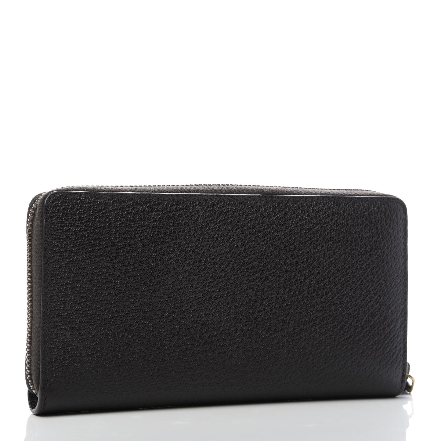 Dollar Calfskin Boar Effect GG Marmont Zip Around Wallet Dark Cocoa