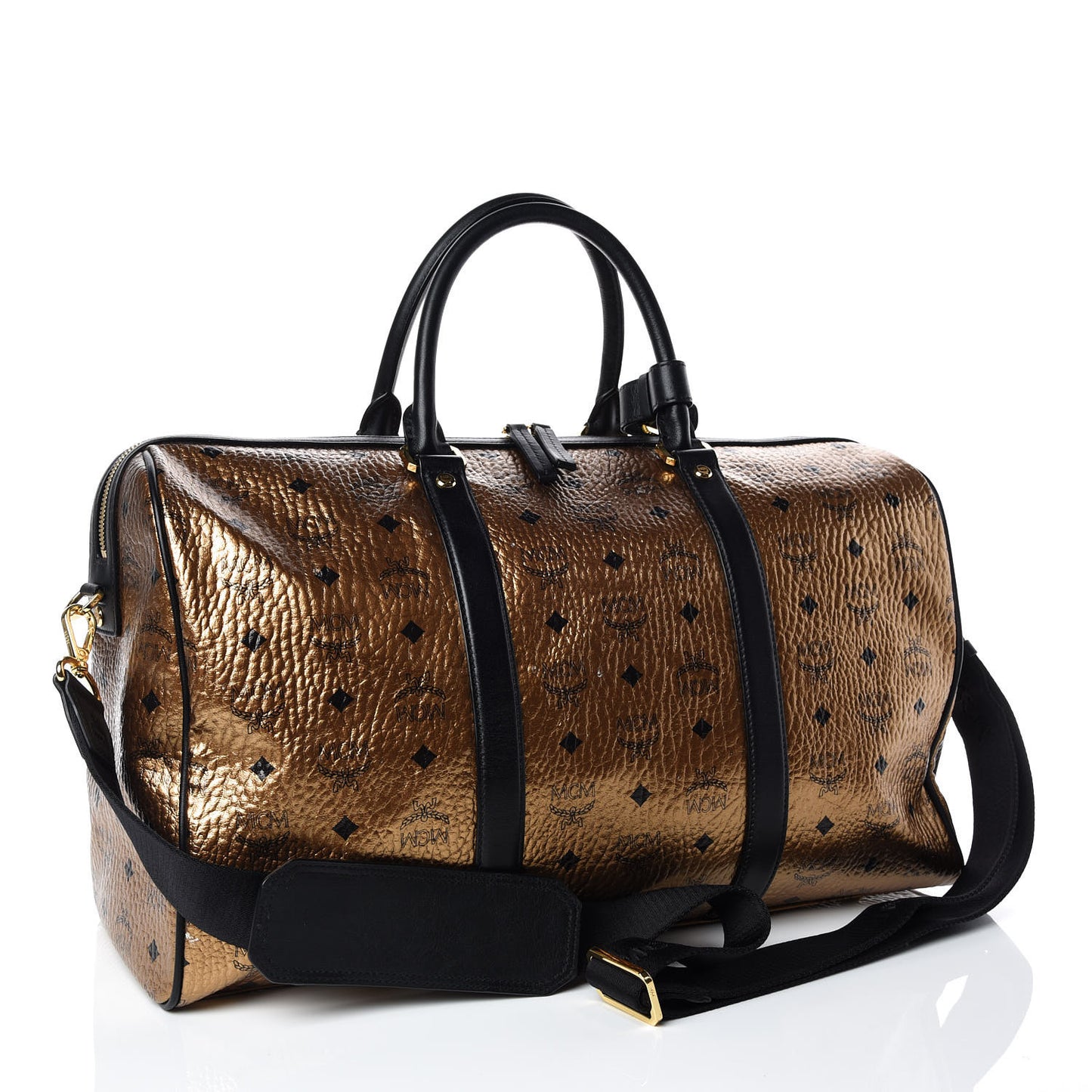 Metallic Visetos Medium Traveler Weekender Bag Gold