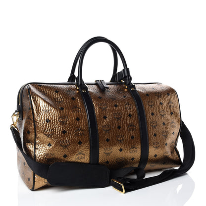 MCM Metallic Visetos Medium Traveler Weekender Bag Gold 4 of 12